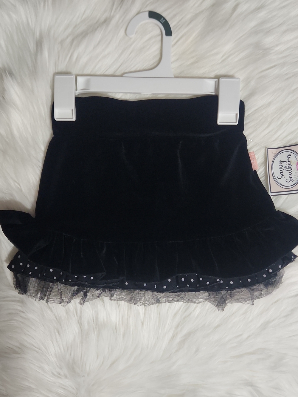 Black Velvet Ruffle Tulle Skirt - Girls Size 4